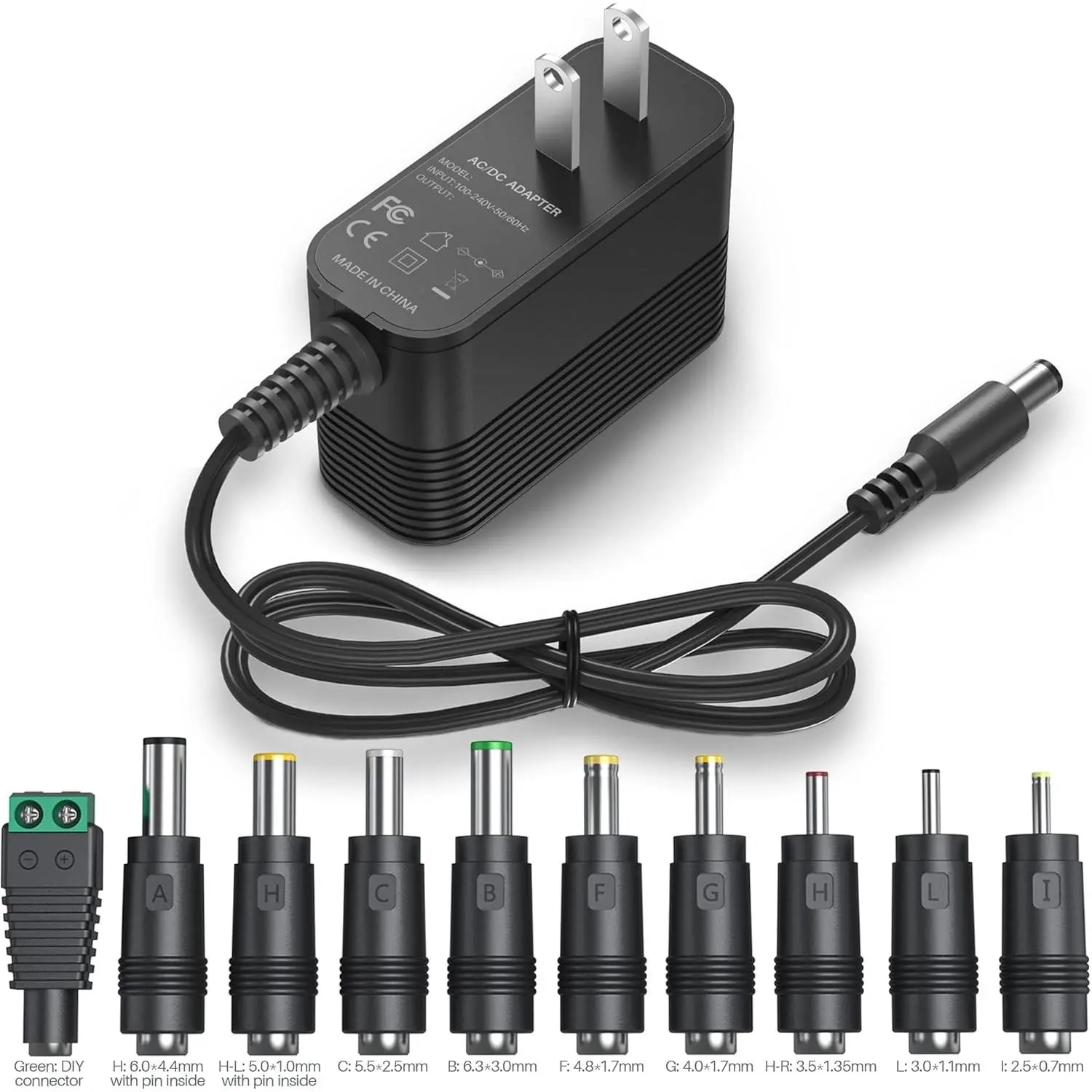12V Universal Power Supply AC Adapter Charger with 10 Interchangeable Jacks, DC 12V Power Cord for 100mA-1000mA Electronic Devices (Universal Adapters)