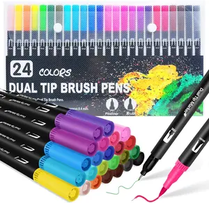 Dual Brush Marker Pens - Fine & Brush Tip Art Markers for Adults - Ideal for Journaling, Calligraphy, Drawing, Sketching & Doodling