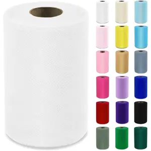 White Tulle Fabric Roll 6 Inch X 100 Yards (300ft) Mesh Tulle Ribbon for Gift Wrapping Tutus Wedding Party Decorations DIY Crafts