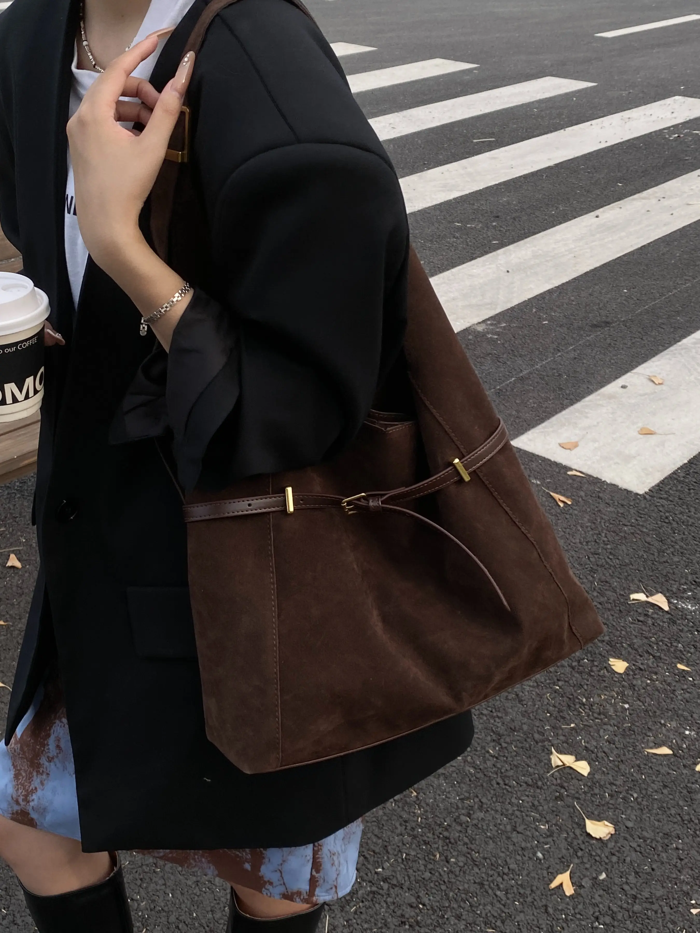 Women's Fashion Vintage Suede Clutch Bag Set, Large Capacity Shoulder Crossbody Bags, Crossbody Tote Bag, Perfect Gift for Office, Travel, Outdoor Activities