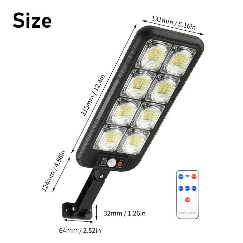 Outdoor Solar LED Wall Lamp, Commercial Dusk-To-Dawn Street Flood Light Fixture