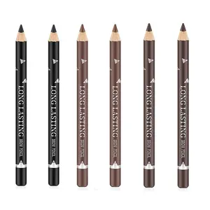 6 PCS Eyebrow Eye Liner Pencil Set,Easy to Color Sweatproof Eye Brow Pencil,Professional Long-lasting Eyeliner Gel Makeup Brow Tint Pen,3 Colors(Black,Brown,Dark Brown)