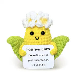 Positive Crochet Corn with Confidence Emotional Compound Pun Card, Mini Funny Popcorn Design