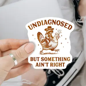 Funny Raccoon Undiagnosed But Something Ain’t Right 3 inches Sticker, Waterproof Sticker for Laptop Water Bottle Book