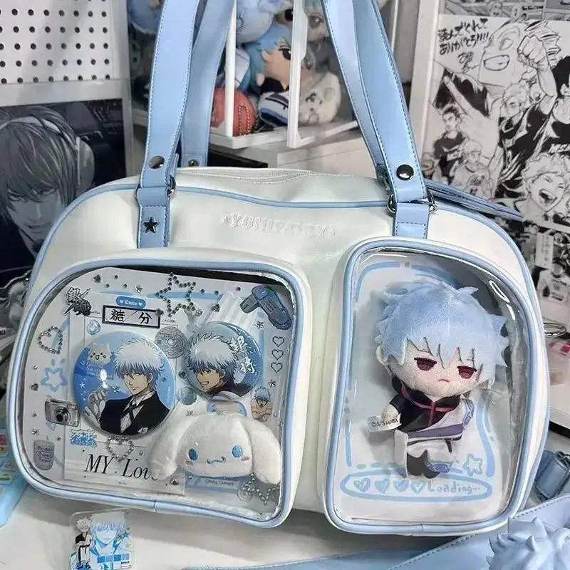 New Y2K Cute Ita Bag Fashion Large Capacity Shoulder Bag Lolita Girl Transparent Cosplay Crossbody Bag DIY Badge Display Handbag