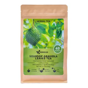 40 Premium Soursop Graviola Leaf Tea Bags, 100% Natural Pure Hoja Guanabana Tea, Handmade Detox Calm Sleep Tea, Sugar & Caffeine Free, Corn Fiber Tea Bags