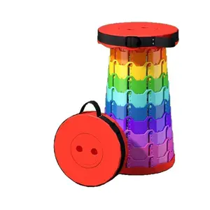 Portable Rainbow Folding Stool - Outdoor Retractable Picnic Chair with Thickened Seat, Lightweight Camping & ThighMaster-Friendly Stool for Beach, Festival & Travel