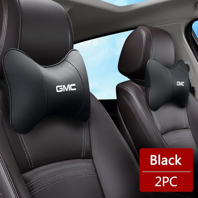 Car Seat Headrest Leather Neck Pillow Neck Rest Cushion For GMC Terrain Sierra 1500 Yukon Acadia Savana H3 Head Support Automotive Car Interior Accessories Vehicle