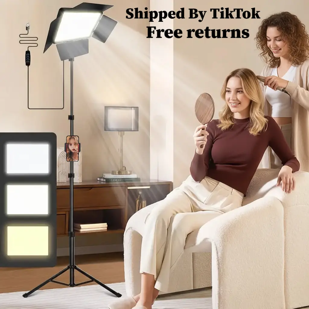 10" USB LED Ring Light with 360° Phone Tripod Stand Selfie Accessories, 5.25ft Freestanding Travel Tripod, Soft Fill Lighting, 3 Color Modes for Live Streaming, Creator Gear Filming Setup, Phone Video Recording