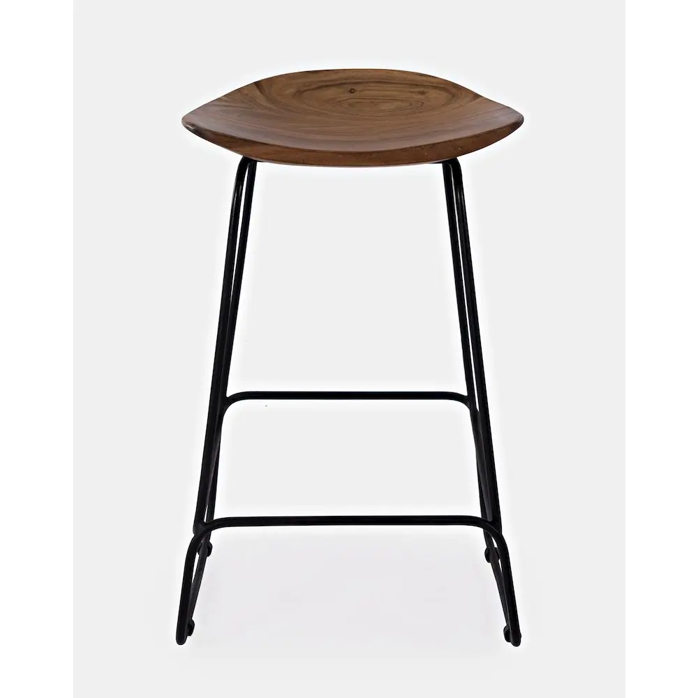 Nature's Edge Contemporary Armless Indoor Dining Acacia Solid Barstools - Set of 2 Counter Height Backless Stool