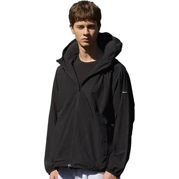 Pillowdy Windbreaker with Inflatable Neck Pillow, Water-Resistant Jacket (BLACK)