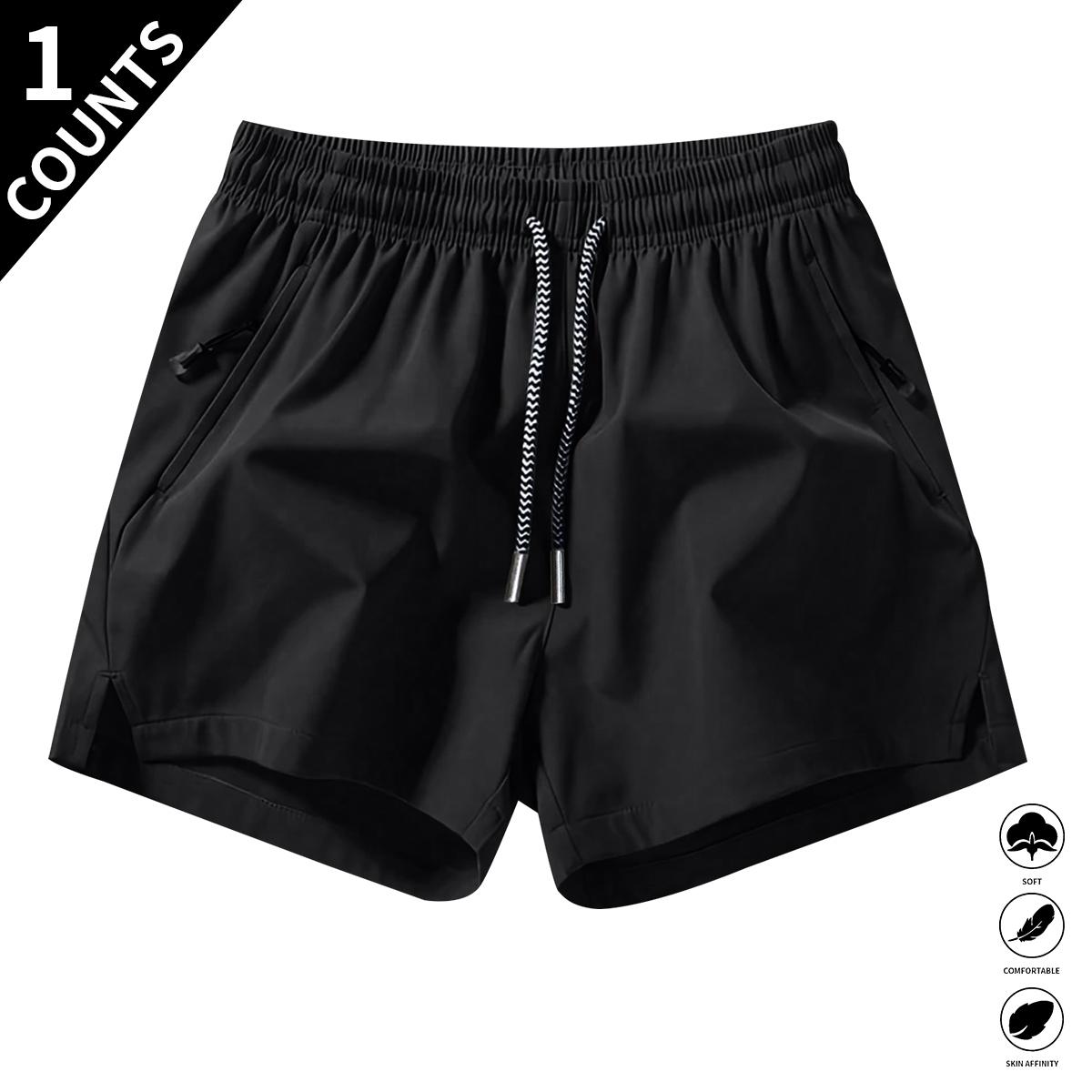 Men’s solid-color casual shorts with zippered pockets—fashionable summer drawstring athletic shorts suitable for gym workouts and outdoor wear. Men’s solid-color casual shorts with zippered pockets—fashionable summer drawstring athletic shorts suitable fo