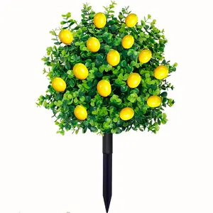 Artificial Tree Eucalyptus ArranSynthetic Gemstoneent with Ground Plugs - for Outdoor Decor, Patio, Porch, Doorway, Hotel Lobby, Porches,Gardens - No Maintenance Fake Plants, For Halloween, Thanksgiving Day And  Anniversaries, Lemon Festival, Fruit