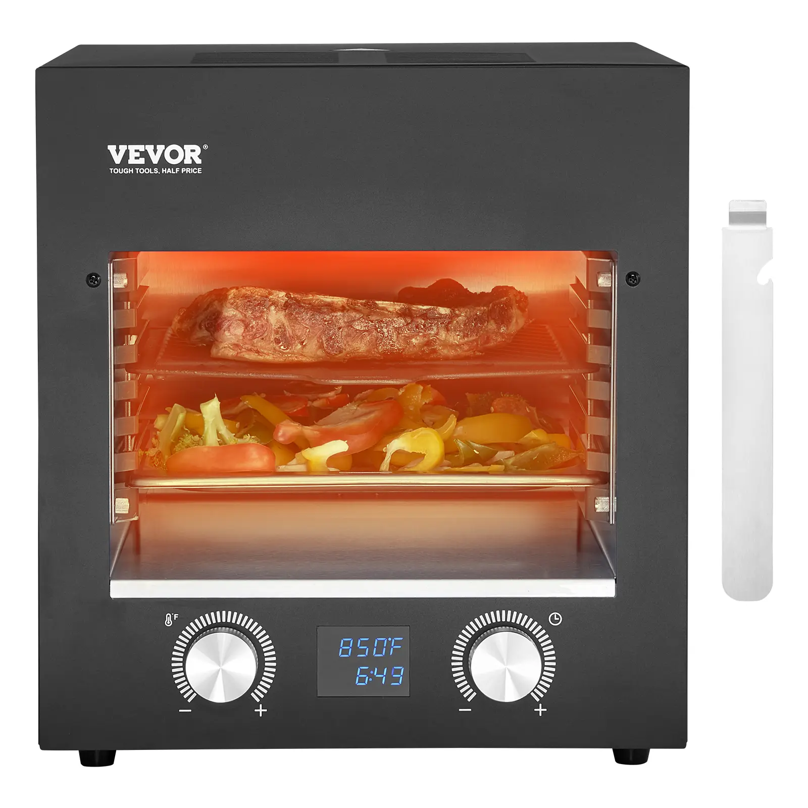【SummerFinds】VEVOR Electric Steak Grill, 1800W Smokeless Infrared Electric Broiler, 1450°F Stainless Steel Steak Cooker with 6-Tier Adjustable Rack, Electric Infrared Grill for BBQ, Toast, Grill, Indoor