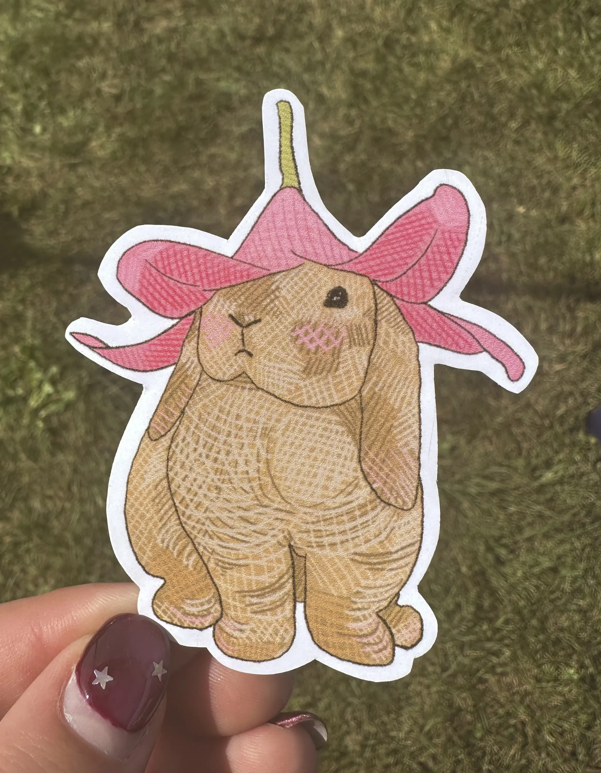 Bunny Flower Hat Sticker (Waterproof/Regular Glossy)