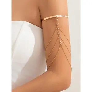Women's Artificial Crystal & Chain Decor Arm Cuff, Fashionable Body Jewelry for Party, Daily Clothing Decor, Trendy All-match & Exquisite for Birthday Gift, Body Jewellery, Chic Body Jewelry