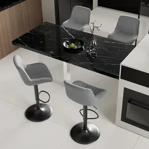  Dark Gray Swivel Bar Stools Set of 2 with Backs, Adjustable Counter Height Stools, 360° Spin Modern Performance Fabric Kitchen Island Chairs