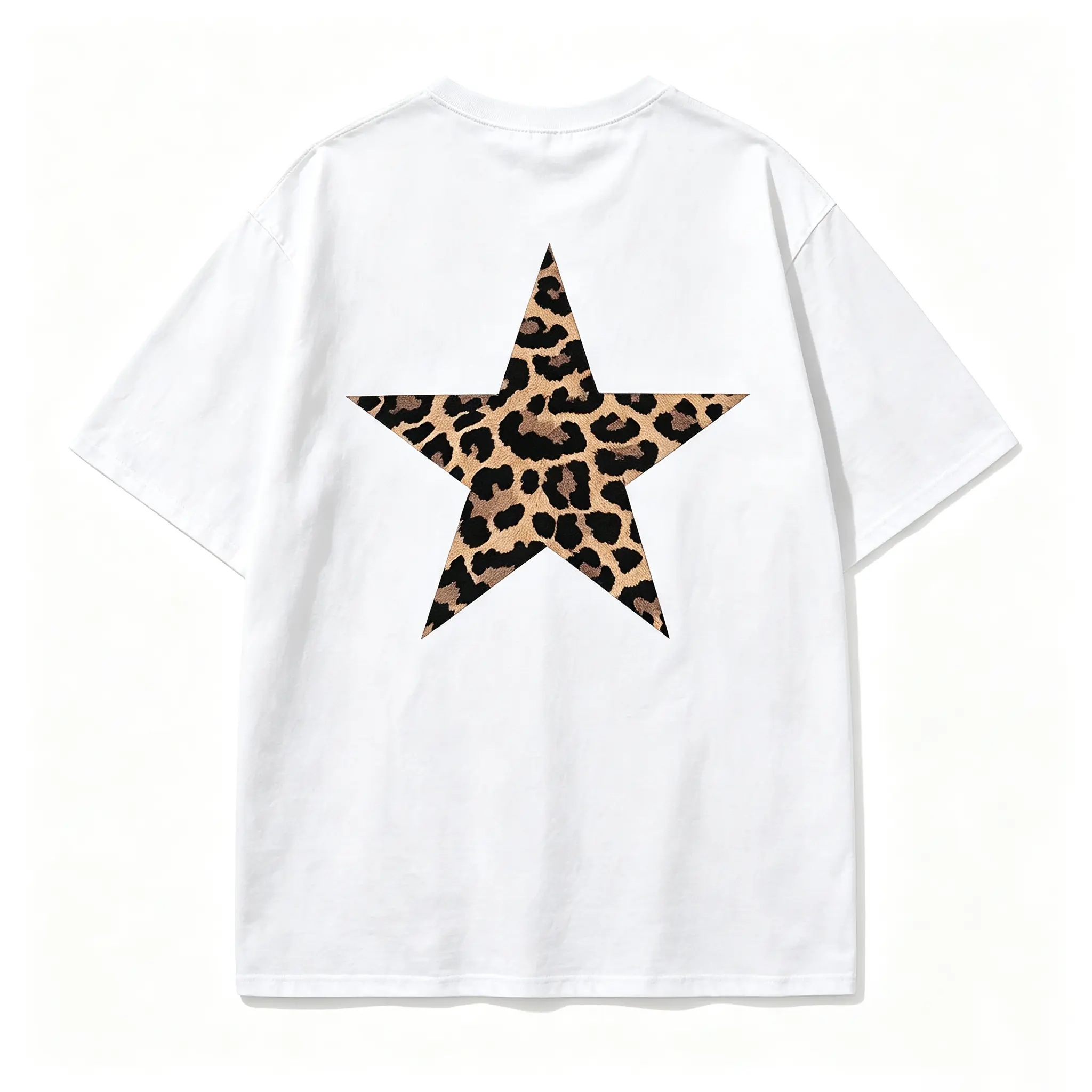Holafish Men's Acid Washed 5-Pointed Star Graphic T-Shirt, Oversized Short-Sleeve Cotton Comfortable Casual Plus-Size Summer Fashion Apparel