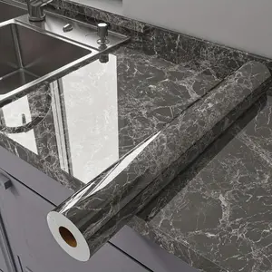 FREE Tools Smooth Marble Waterproof Wall & Tabletop Wall Stickers Heat and Oil Resistant, Self-adhesive, Perfect for Upgrading Kitchen Cabinets, Bathroom Walls, Countertops, Furniture, Tear-off & Stick-on Design, Fast and Suitable for DIY Decoration