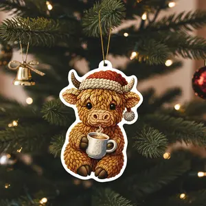 Cow Crochet Christmas Ornament, Christmas Decor, Christmas Tree, Cute Farm Animal Tree Decor, Country Holiday Gift, Farmhouse Christmas Decoration