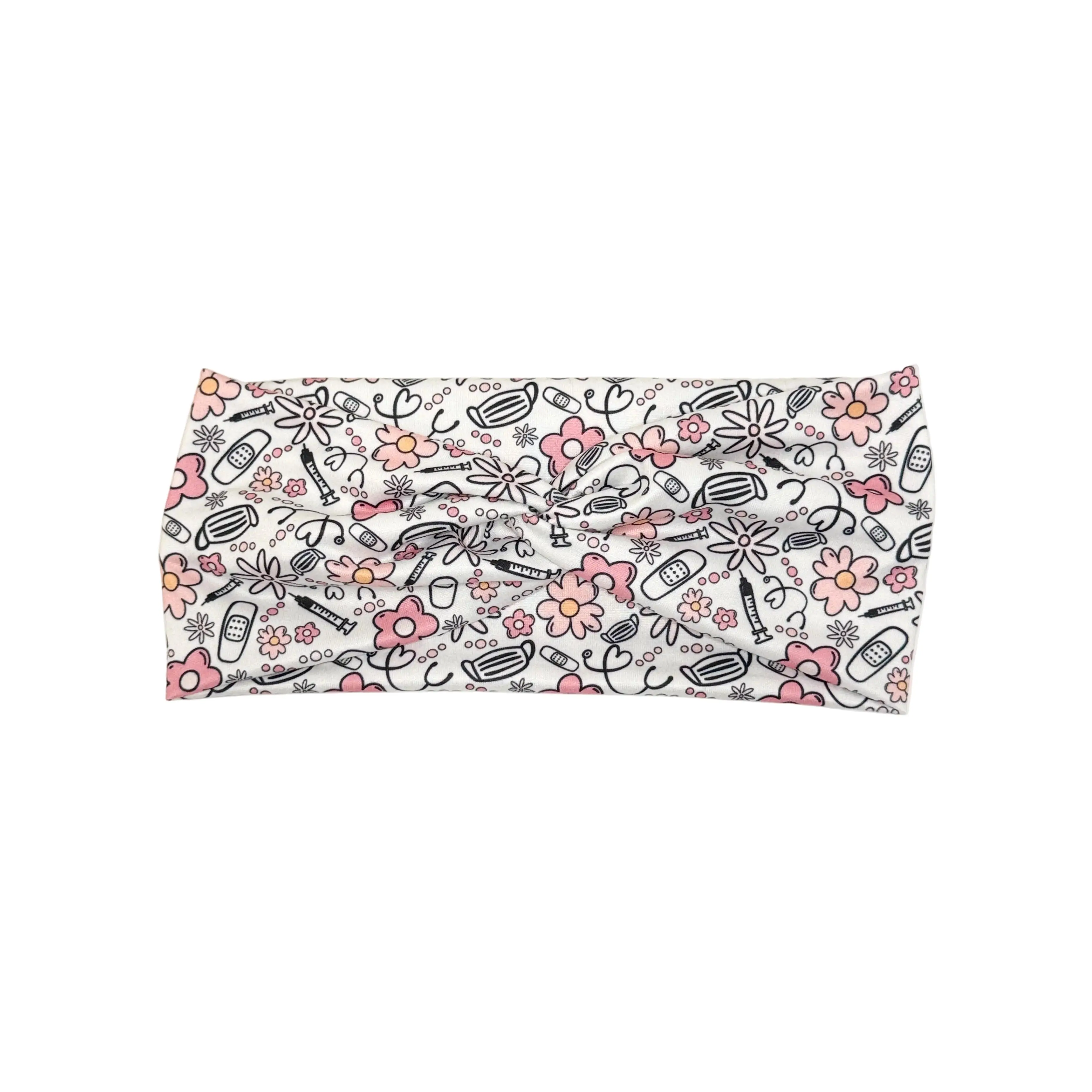 Medical Flowers Twist Headband – Handmade Floral Headband for Nurses & Healthcare Workers