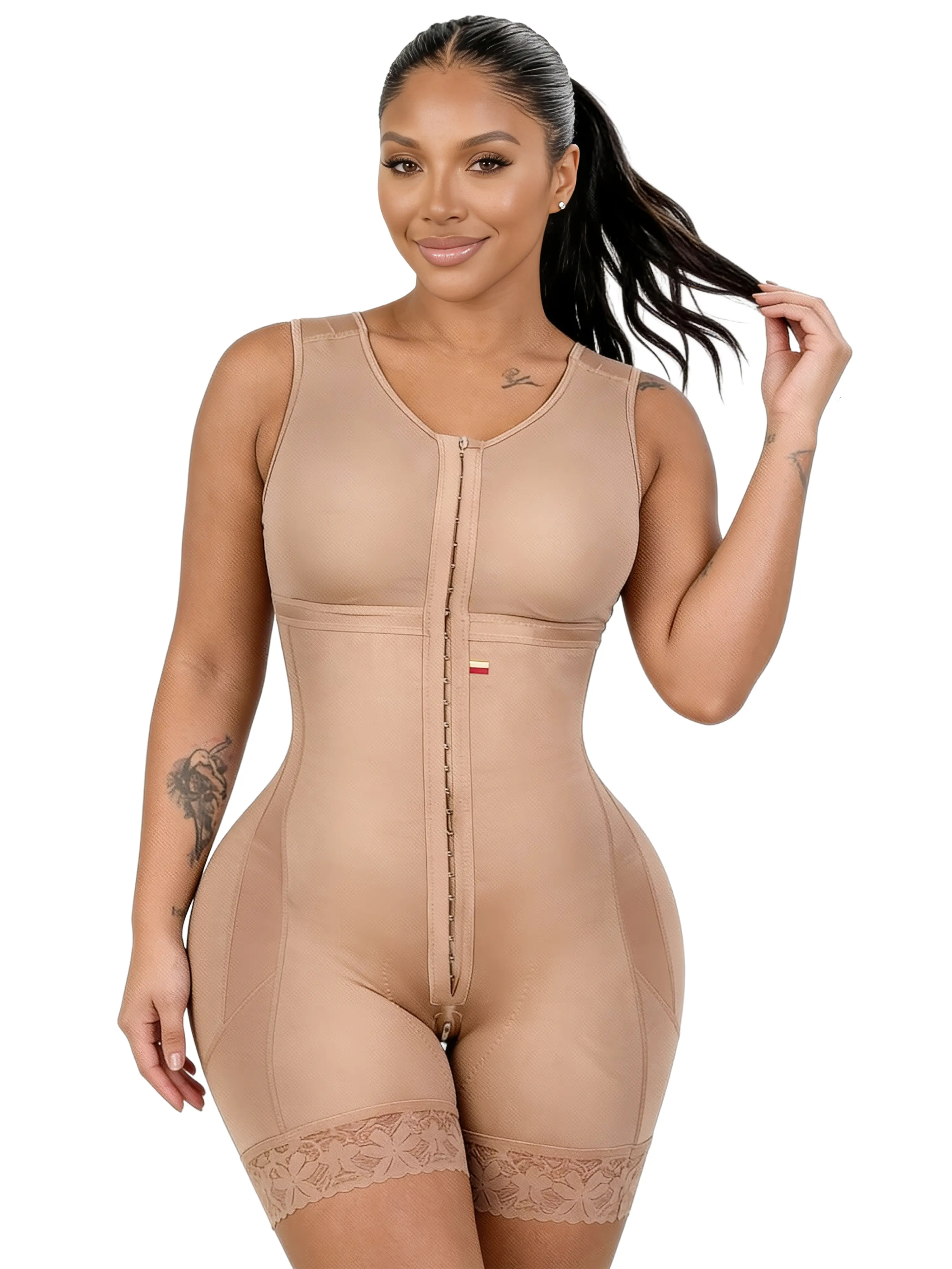melted butter BODYSUIT・BON NET Stage 2 Full Body Faja | Colombian Powernet Open Bust Bodysuit