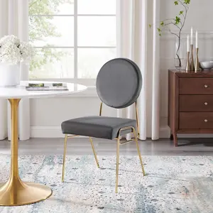 Modway Craft Performance Velvet Dining Side Chair in Gold Gray