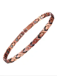 Women's Copper Anklet Bracelet Set, 99.99% Pure Copper Magnetic X-Shape Design, American Retro Style Jewelry for Daily Wear