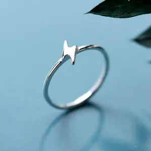Delicate 925 Sterling Silver Minimal Lightning Bolt Ring (Size 3.5, 4, 6, 7, 8, 9, 10)