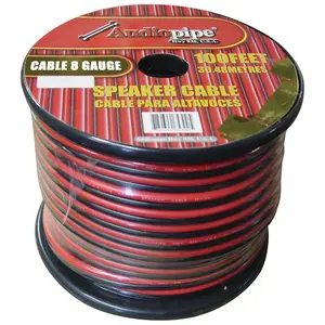 212 MAIN Durable 8-Gauge Speaker Wire - 100 ft Red & Black Cable, Durable Wire for Automotive & Motorcycle Audio Equipment, Vehicle, Auto Parts, Tech Accessories