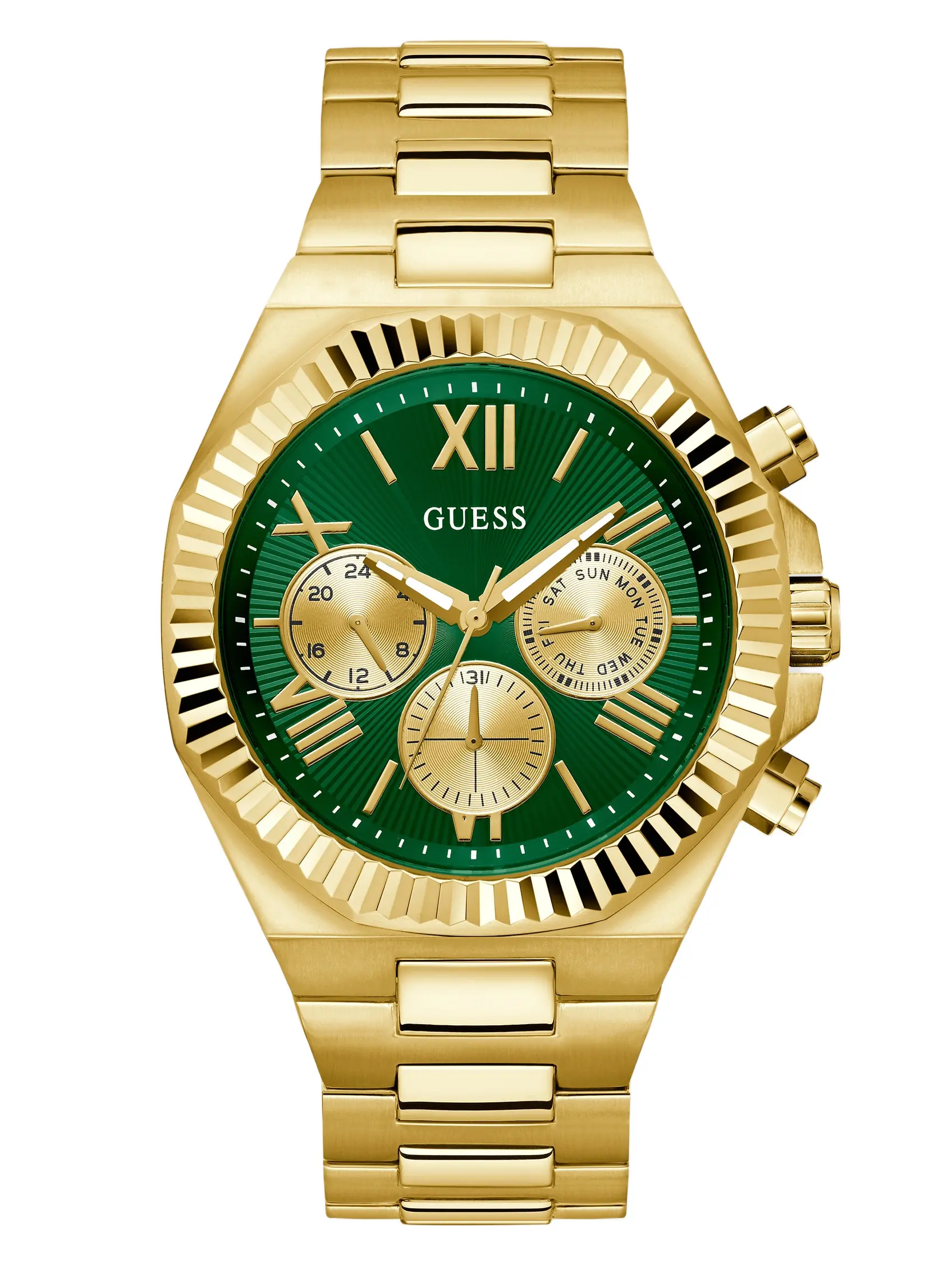 GUESS Female Gold-Tone and Green Multifunction Watch