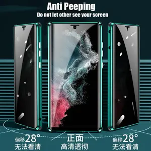360 Anti Peeping Privacy Double Sided Tempered Glass Case For Samsung Galaxy S25 S24 S23 Ultra Case Metal Bumper Magnetic Cover