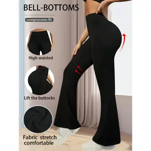 [Gentle Hold] High-Waisted Women's Stretchy Pants - Black Slimming Yoga & Lounge Pants, Polyester-Spandex Blend, Comfortable & Elegant for Casual Wear, Yoga, and Home, Casual Wear Pants |   Seamless Design |   Smooth Texture