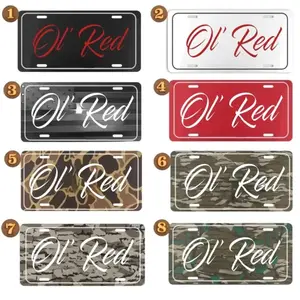 "Ol' Red" Country Front License Plate - Camo Pattern Aluminum Metal Car Tag - Southern Heritage Vanity Plate - Gift for Red Truck Owners