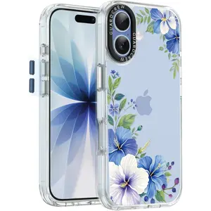 GuardCrew iPhone 17 Case Hibiscus Design Crashproof 11FT Military-Grade Drop Protection Anti-Yellowing Slim Clear TPU Bumper Cover for iPhone 17 6.3"
