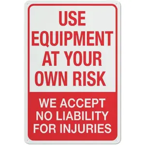 Use Equipment At Your Own Risk Sign Outdoor Metal Sign - 12 X 8 Metal Signs For Business, Workplace, Office, Home, Delivery Signs, Road Signs, Garden Signs
