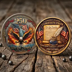 USA 250th Years Constitution Coin, 1776-2026 Semiquincentennial Challenge Coin, We The People Patriotic Gift, Liberty & Justice Eagle Medal
