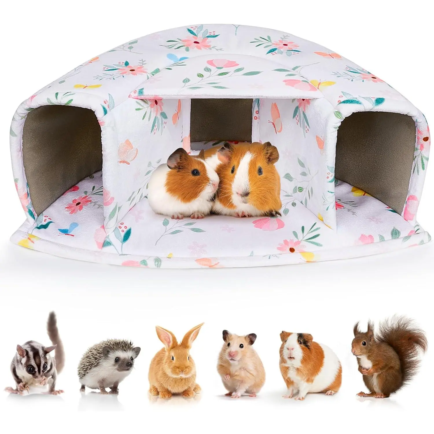 Large Cozy Pet Bed & Tunnel - Warm & Washable, Suitable for Guinea Pigs, Hamsters, Chinchillas & Bunnies