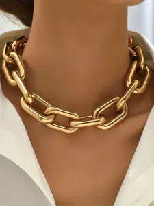 Women's Exaggerated Personality Large Chain Buckle Choker Necklace, Cuban Link Design Necklace, Fashion Mexican Necklaces for Daily Decoration, Elegant All-match Fashionable Jewelry Accessories for Daily Wear, Fashionable Chain Decorated
