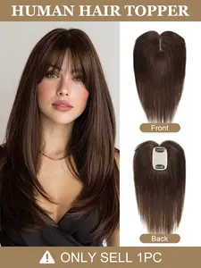 Real Human Hair Toppers for Women Daily 360° Bangs 3D Hair Pieces with Thinning Hair Bangs20, 25, 30, 35cm  Real Hair Women's Wig Set, Increase Volume, Change Style, Fashionable Straight Hairstyle Layered Hair Topper