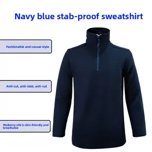 Navy Blue Anti-stab Sweatshirt Stealthy Soft Protection Gear Lightweight Security Gear