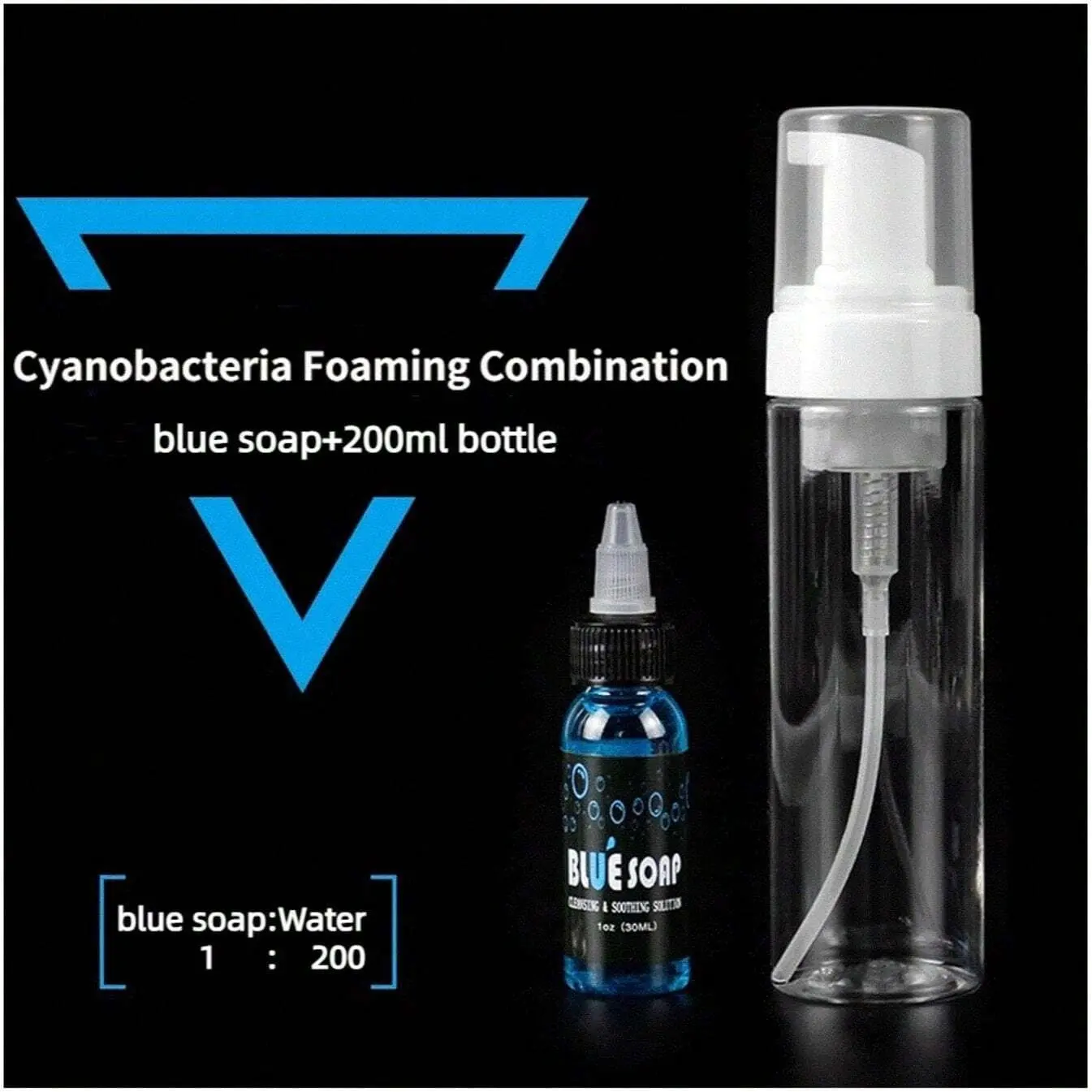 Tattoo Equipment 40ML Imported Blue Soap Stock Solution, 200ML Foaming Bubble Bottle Set, Tattoo Cleaning Supplies, Cyanobacteria Hygiene Products, Tattoo Equipment Supply