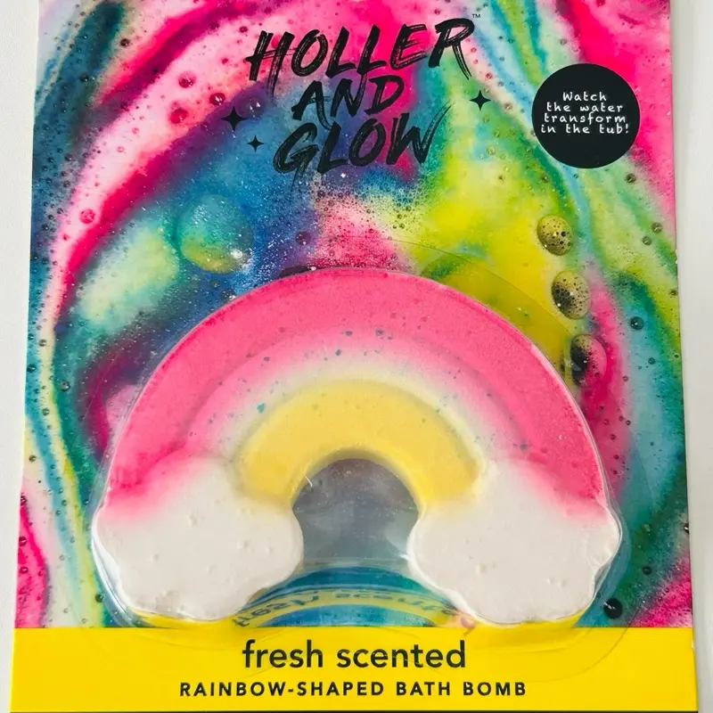 Rainbow Bath Bomb, Single Body Care Cosmetic for Home Spa, Colorful Fizz Bathtime Fun Bath & Shower Treat, Single Bomb, Sodium Bicarbonate, Peg-8, Playful Twist, Red 28, Relaxation