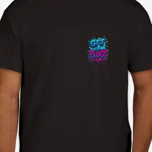 Get a Bike Colored T-Shirt for Men - Casual Fitted Short Sleeve Top with Round Neck and Graffiti Letter Pattern. Tops