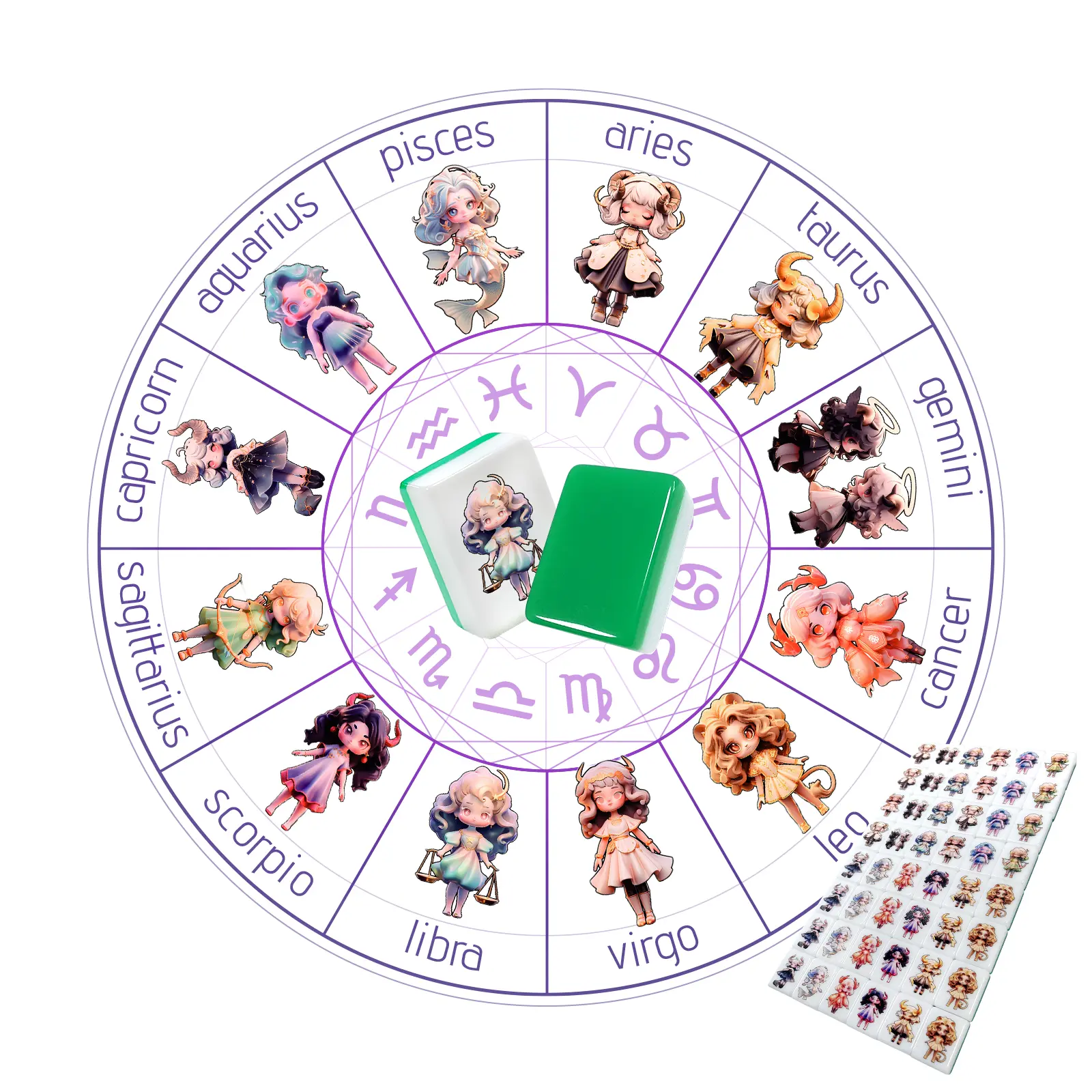 【49 Blocks】Seaside Escape Game with 12 Constellation Board Game Accessories Family Game
