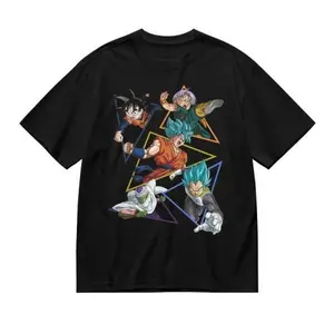 Dragon Ball Z Anime Characters Group Shot Mens Black Graphic Tee Shirt for Fans of the Series Menswear Top Casual Streetwear Top Casual Regular Fit Round Neck