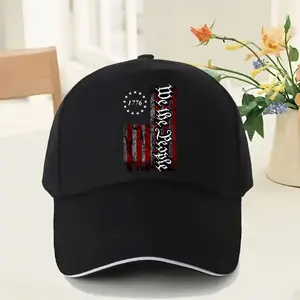 Adjustable We The People 1776 American Flag Baseball Cap - Retro Black Mens Hats Truck Driver Hat, 100% Polyester Lightweight, Breathable Moisture-Wicking, Adjustable Metal Buckle Unisex All-Season Outdoor Cap, Easter Gift