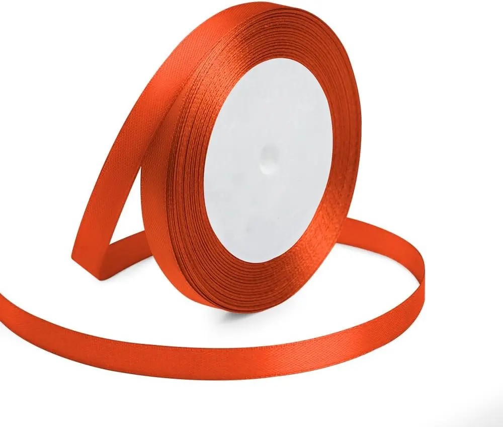 3/8 Inch x 25 Yards Satin Ribbon, Fall Orange Silk Ribbon Great for Gift Wrapping, Floral Bouquets, Crafts, Wedding Party Decorations.