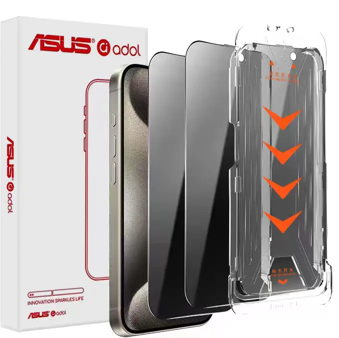 ASUS 3PCS Privacy Screen Protector for iPhones Full Coverage 28° Anti-Spy 9H Tempered Glass Anti-Scratch Easy Installation with Reusable Carbin
