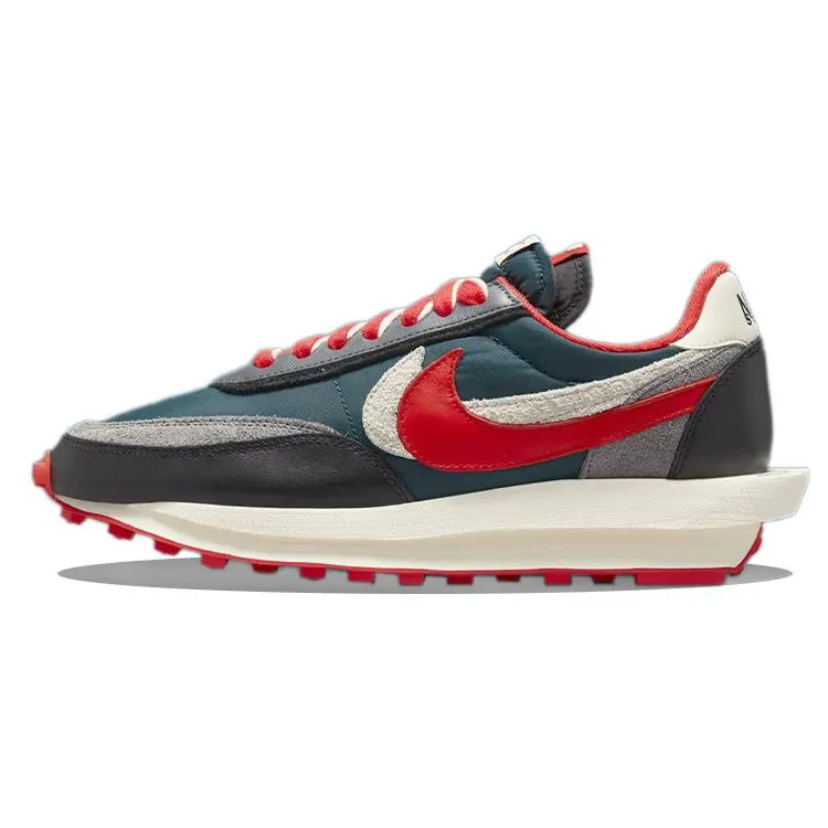 Nike X Sacai Undercover LDWaffle Midnight Spruce University Red' Trendy Comfort Low Top Sneakers Unisex DJ4877-300